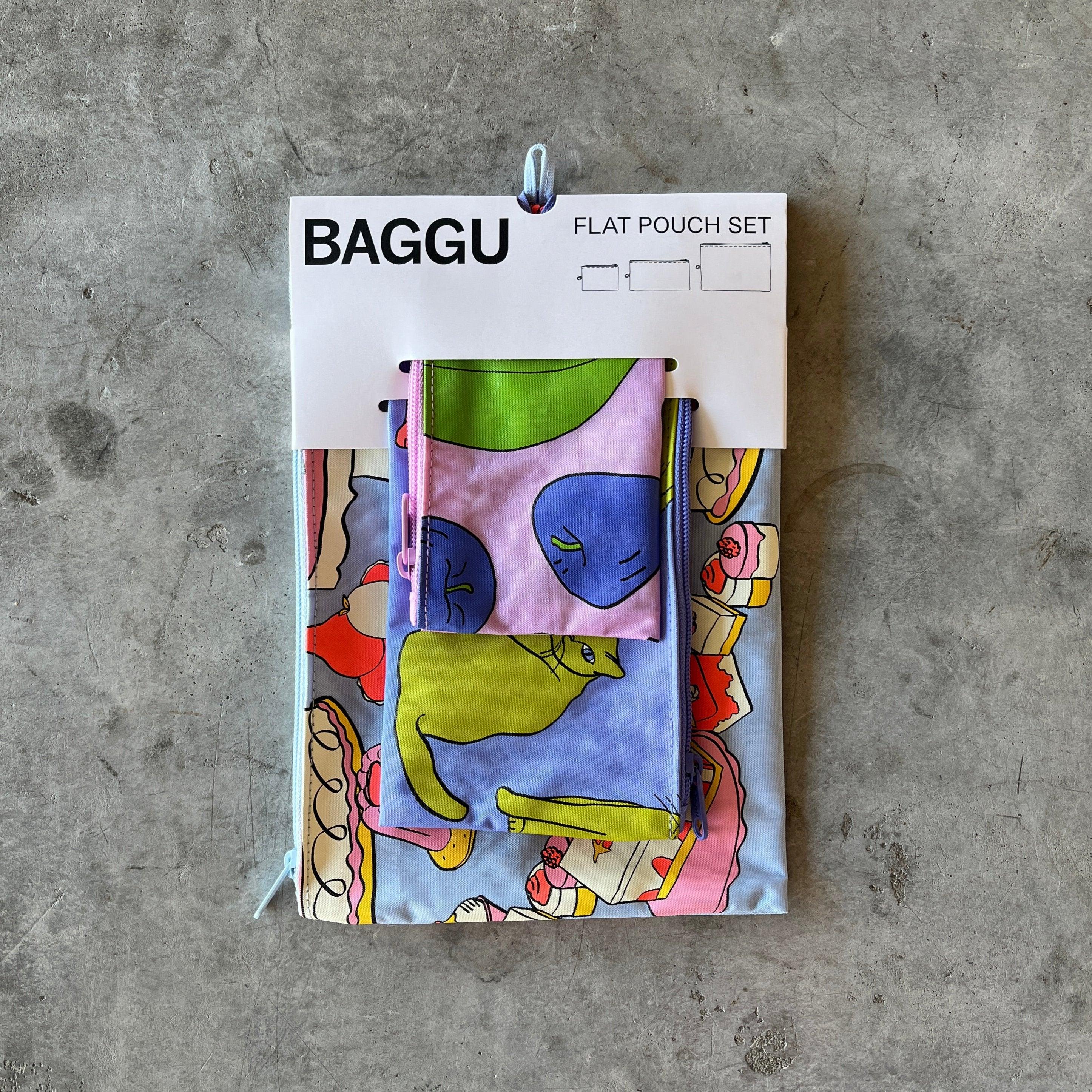 Baggu Flat Pouch Set of 3 in on sale Garden Pets Pattern