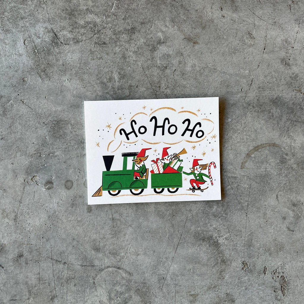 Red Cap Cards - Elf Train Holiday Greeting Card - Shop Duet