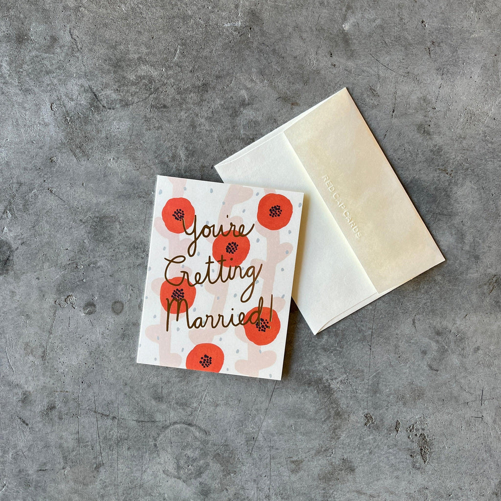 Red Cap Cards - Wedding Poppies Greeting Card - Shop Duet