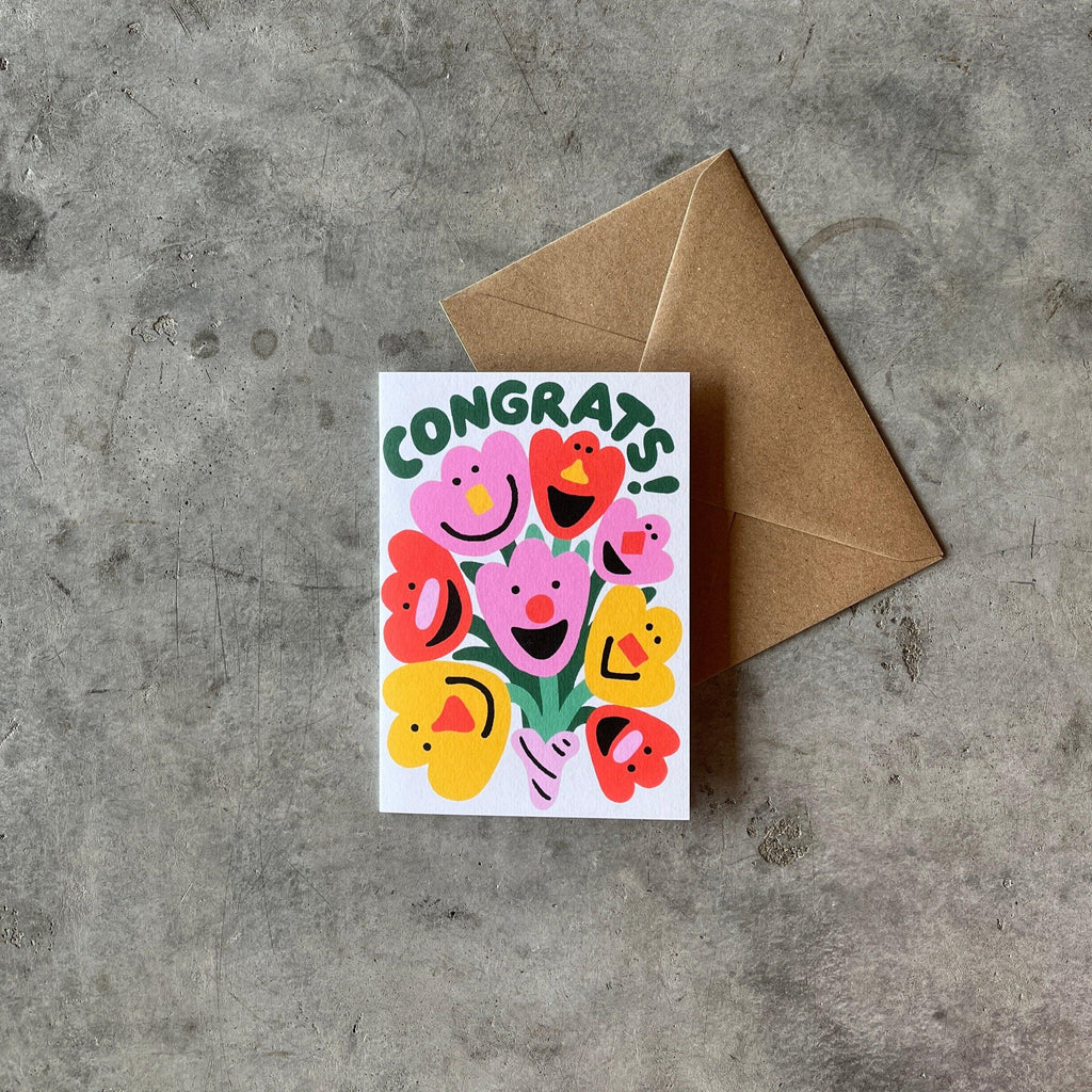 Wrap Magazine - 'Congrats Flowers' Greetings Card - Shop Duet